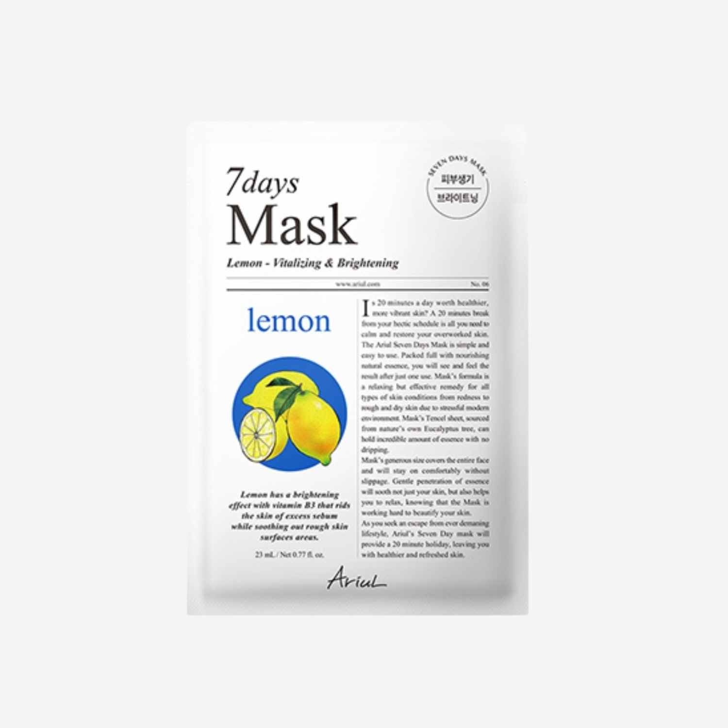 Ariul 7 Days Mask Lemon – sheet mask som gir glød og jevnere hudtone