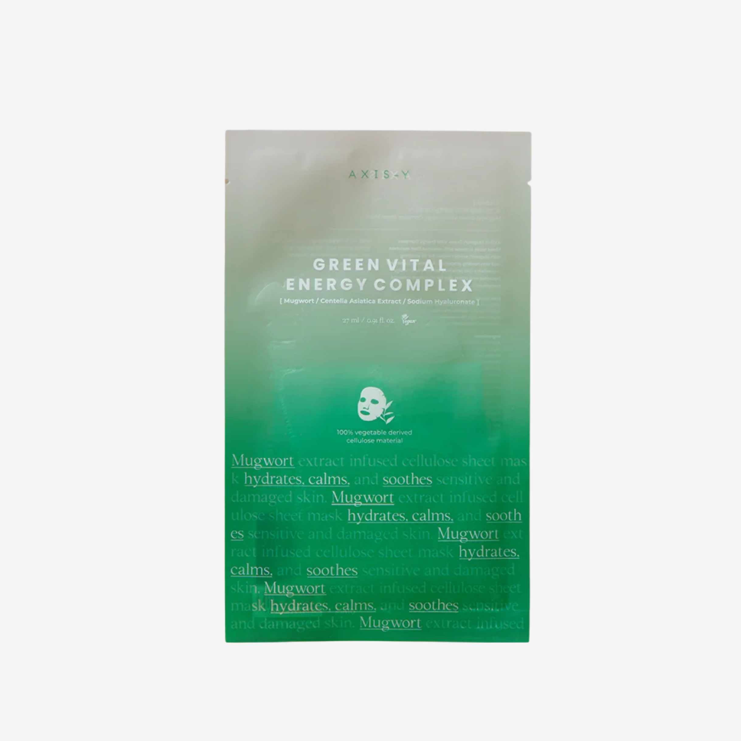 AXIS-Y Green Vital Energy Complex Sheet Mask – beroligende ansiktsmaske for sensitiv hud