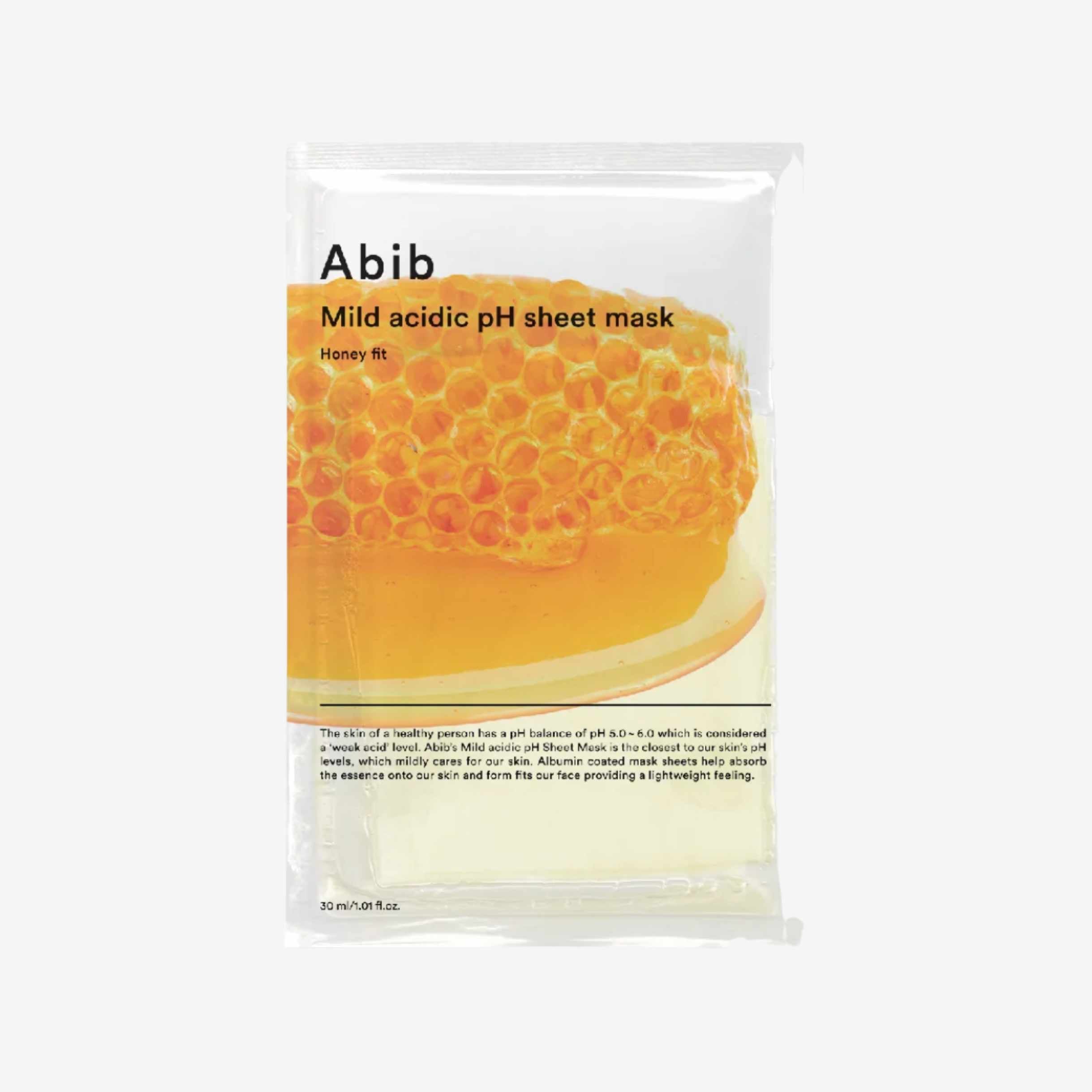 Abib Mild Acidic pH Sheet Mask Honey – fuktighetsgivende ansiktsmaske med honning