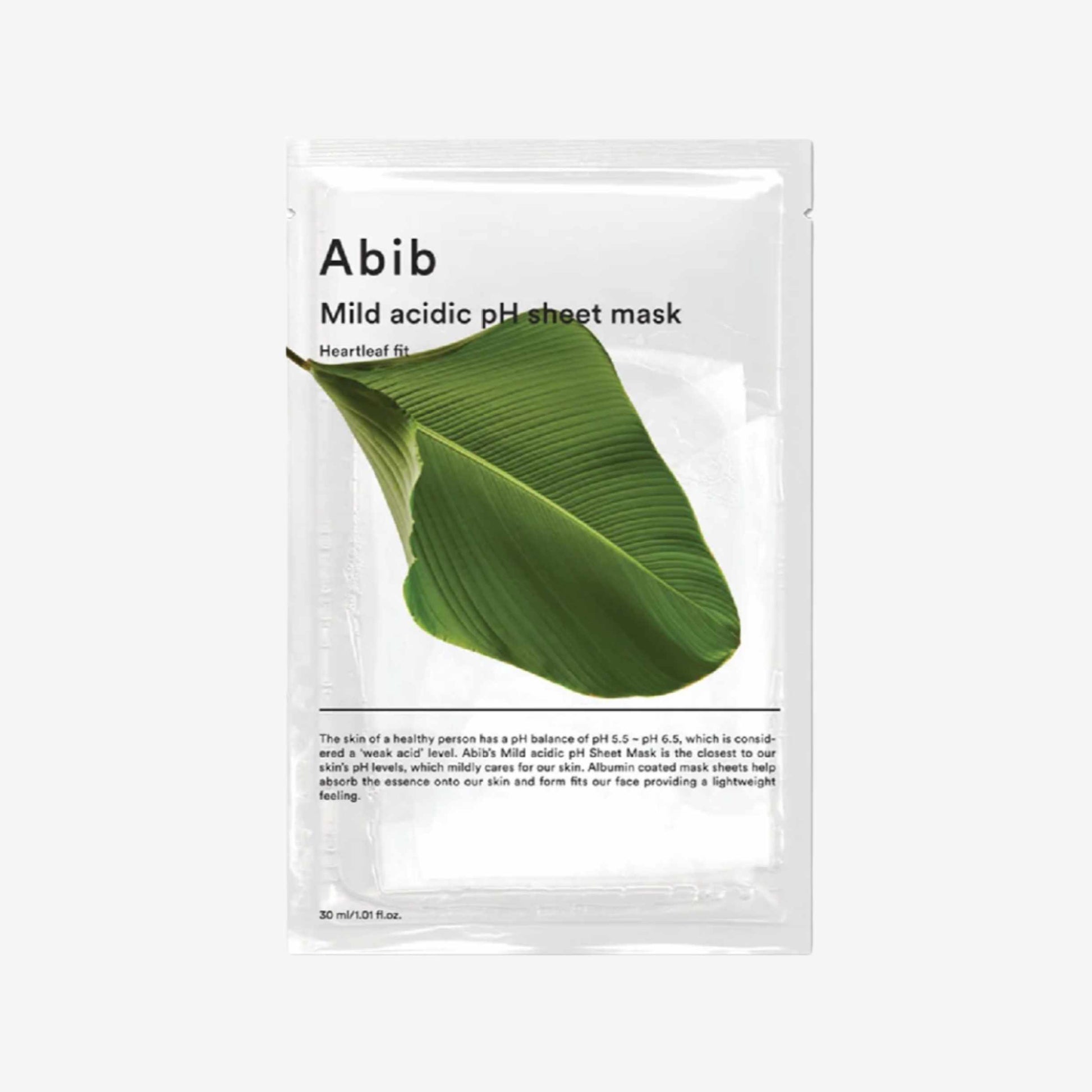Abib Mild Acidic pH Sheet Mask Heartleaf – beroligende ansiktsmaske for sensitiv hud