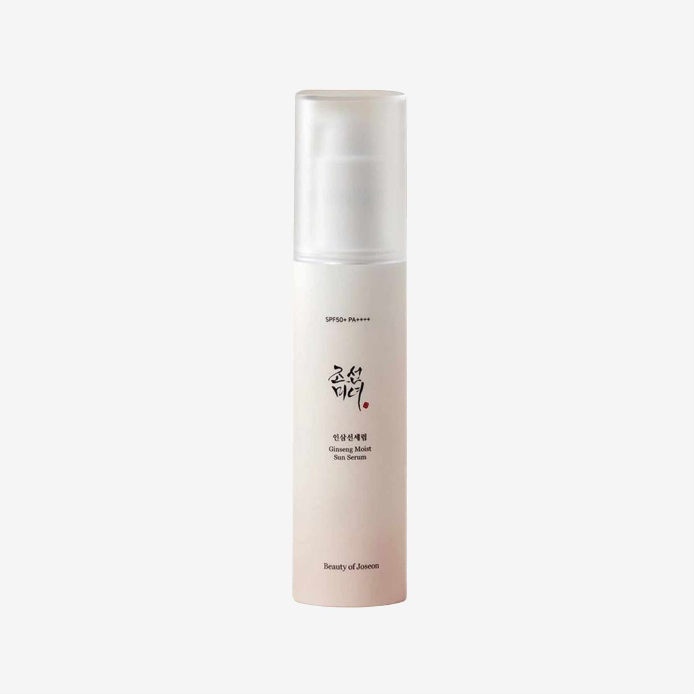 Beauty of Joseon Ginseng Moist Sun Serum SPF50 PA++++ 50 ml lett solserum i pumpeflaske med høy solbeskyttelse og fuktgivende pleie