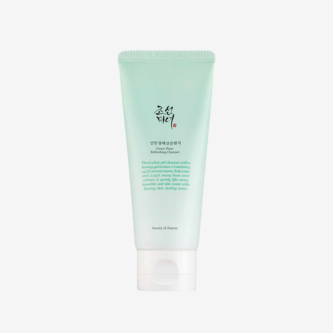 Beauty of Joseon Green Plum Refreshing Cleanser 100 ml ansiktsrens i tube med skånsom gelrens som renser huden og gir en frisk følelse