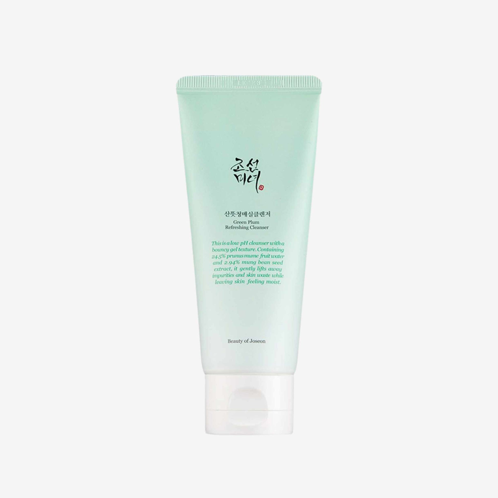 Beauty of Joseon Green Plum Refreshing Cleanser 100 ml ansiktsrens i tube med skånsom gelrens som renser huden og gir en frisk følelse