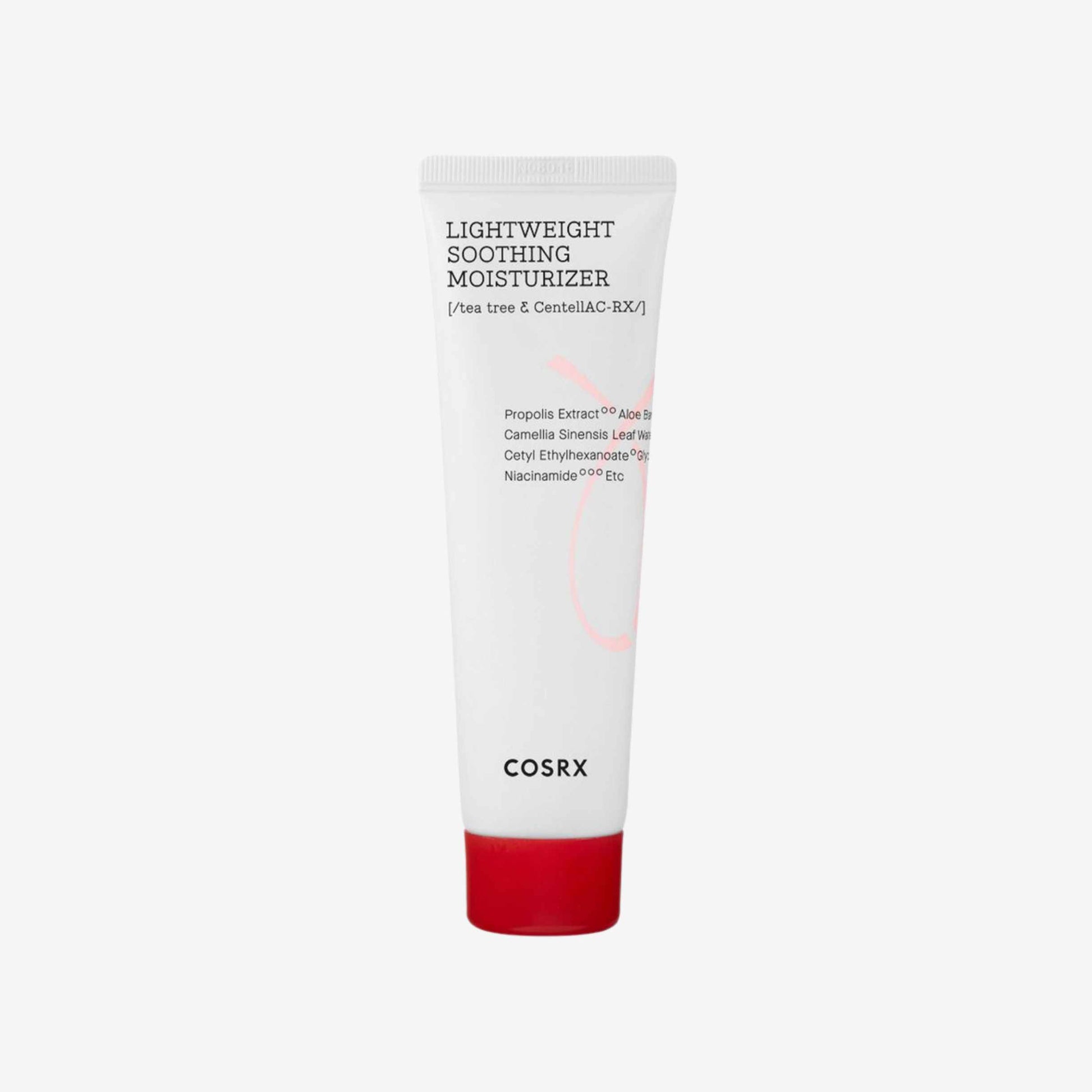 COSRX AC Collection Lightweight Soothing Moisturizer 80 ml ansiktskrem i tube med lett tekstur som gir fukt og bidrar til en myk og balansert hud