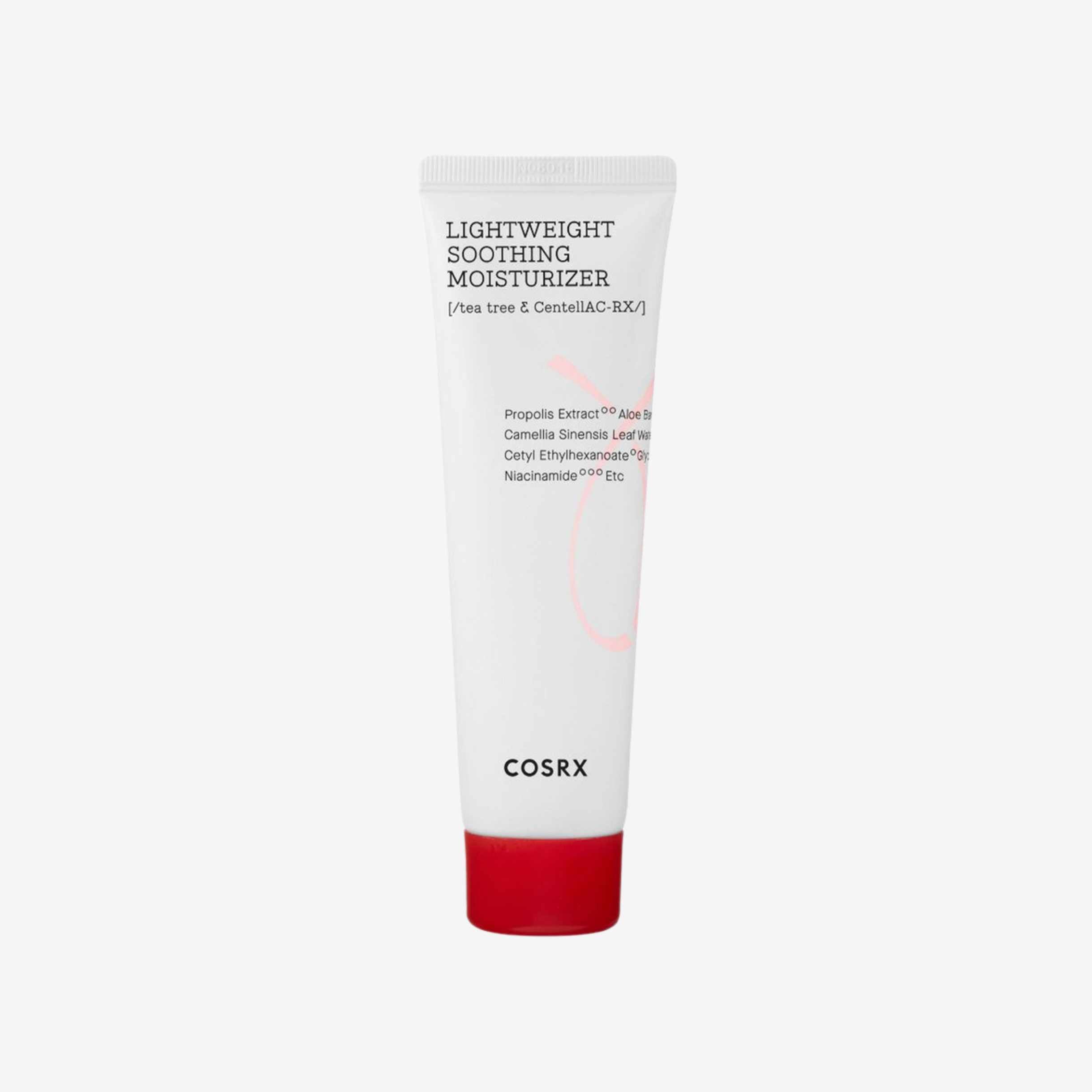COSRX AC Collection Lightweight Soothing Moisturizer 80 ml ansiktskrem i tube med lett tekstur som gir fukt og bidrar til en myk og balansert hud
