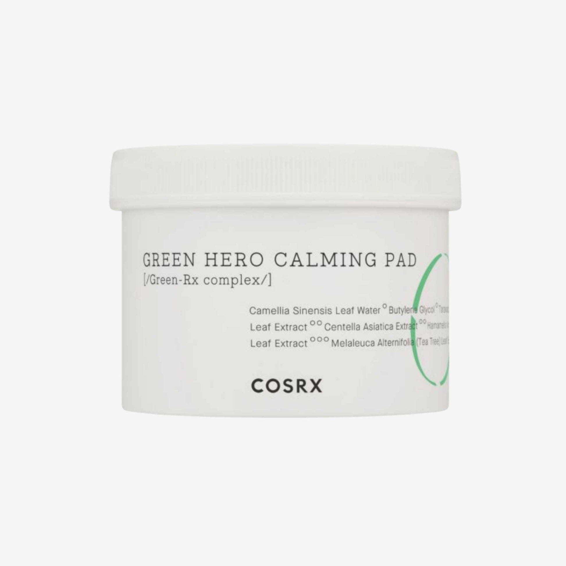 COSRX Green Hero Calming Pads 70 pcs toner pads i beholder som gir fukt og bidrar til en frisk og balansert hud