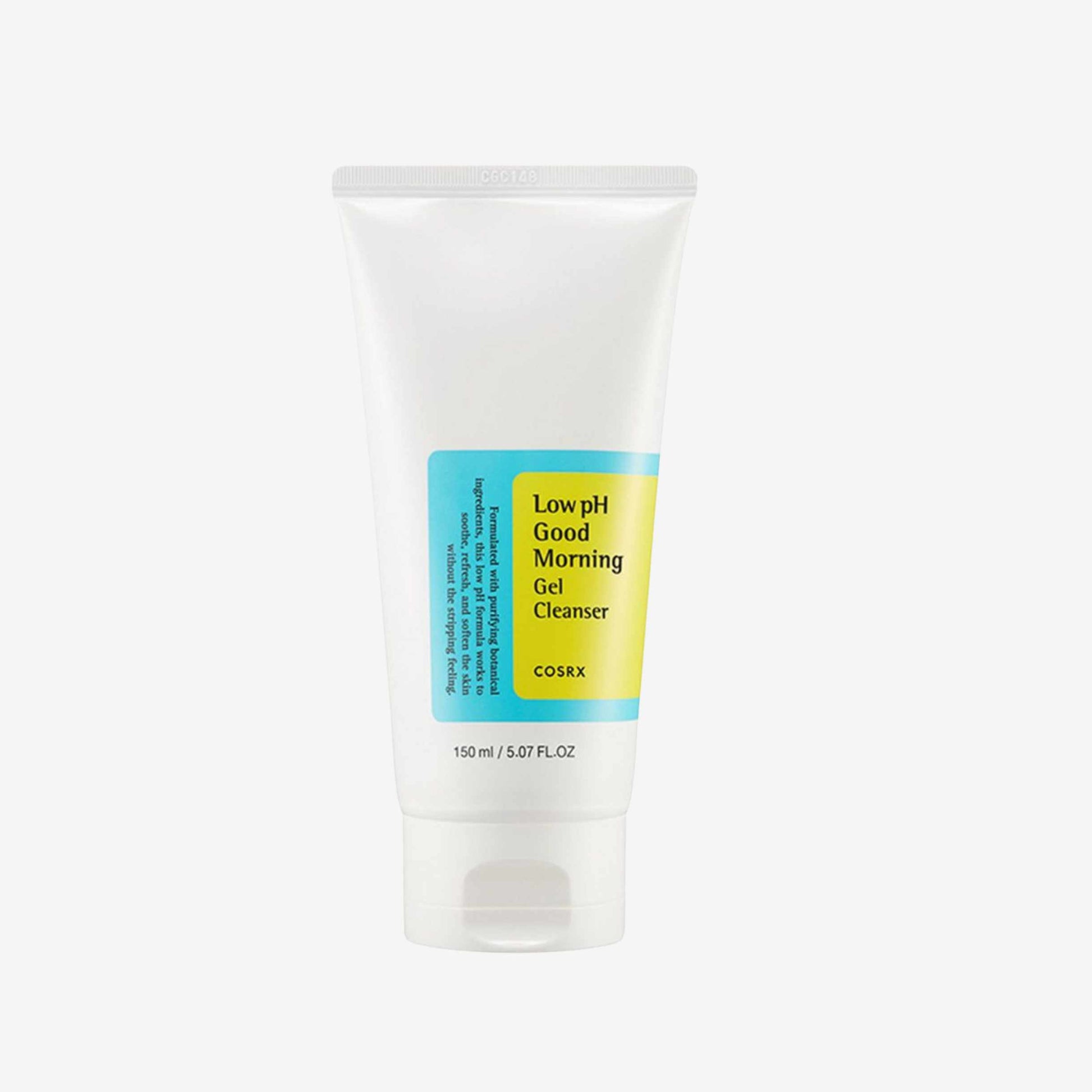 COSRX Low-pH Good Morning Gel Cleanser 150 ml ansiktsrens i tube med lett gelkonsistens som renser huden skånsomt og gir en frisk følelse