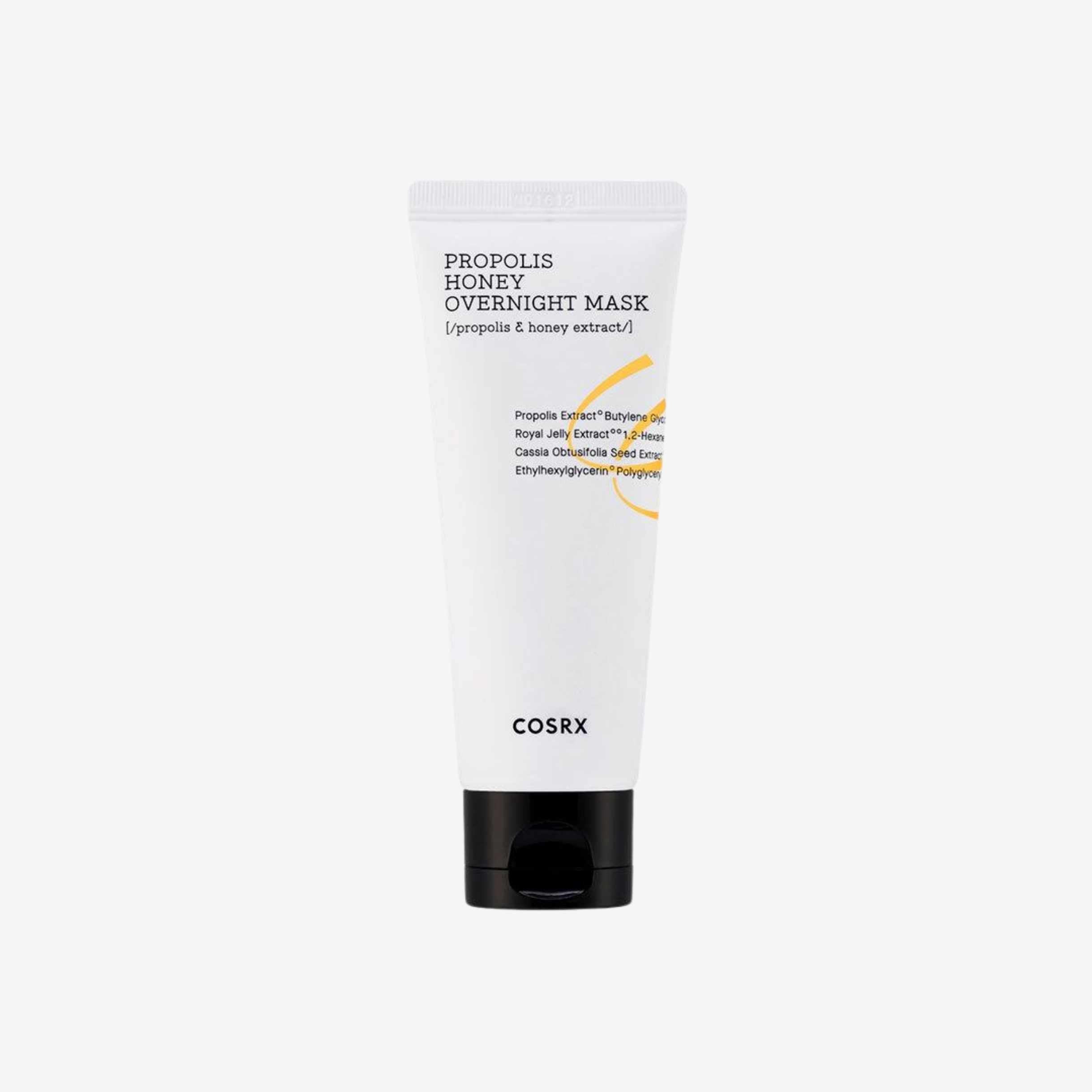 COSRX Propolis Honey Overnight Mask 60 ml ansiktsmaske i tube som gir fukt og bidrar til en myk og frisk hud over natten