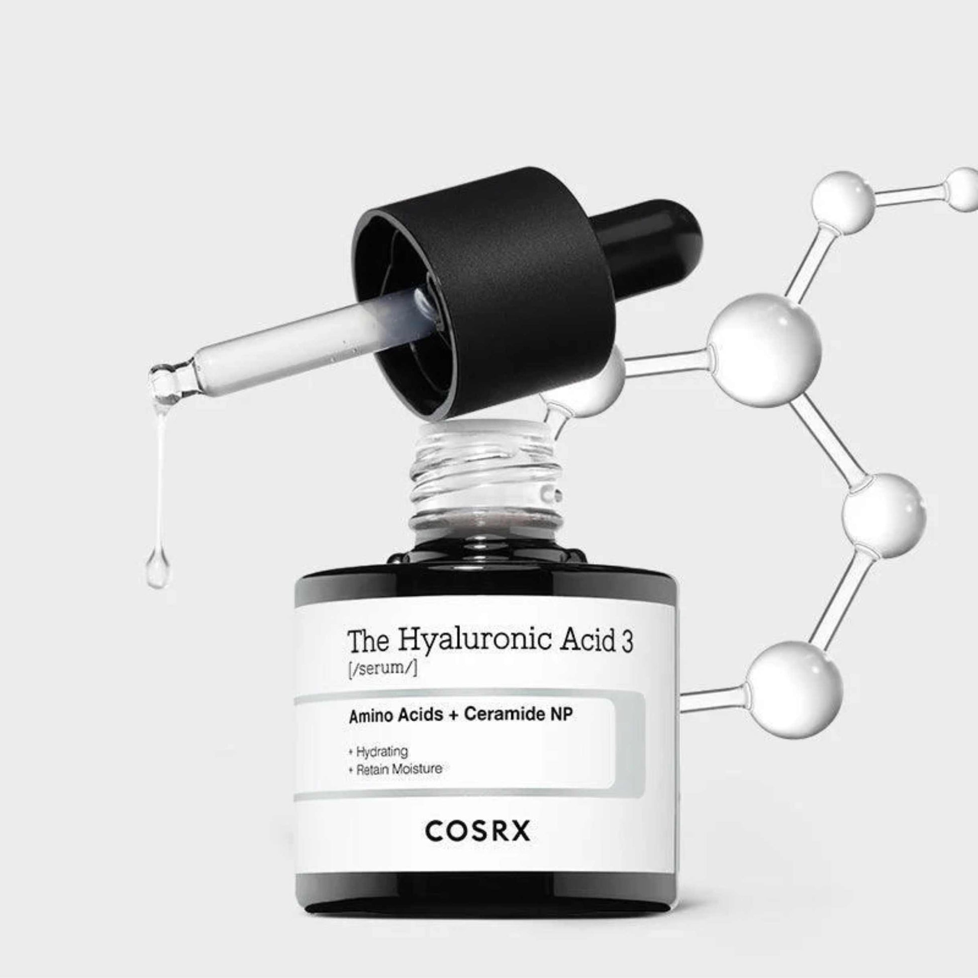 Hyaluronic serum i flaske med pipette