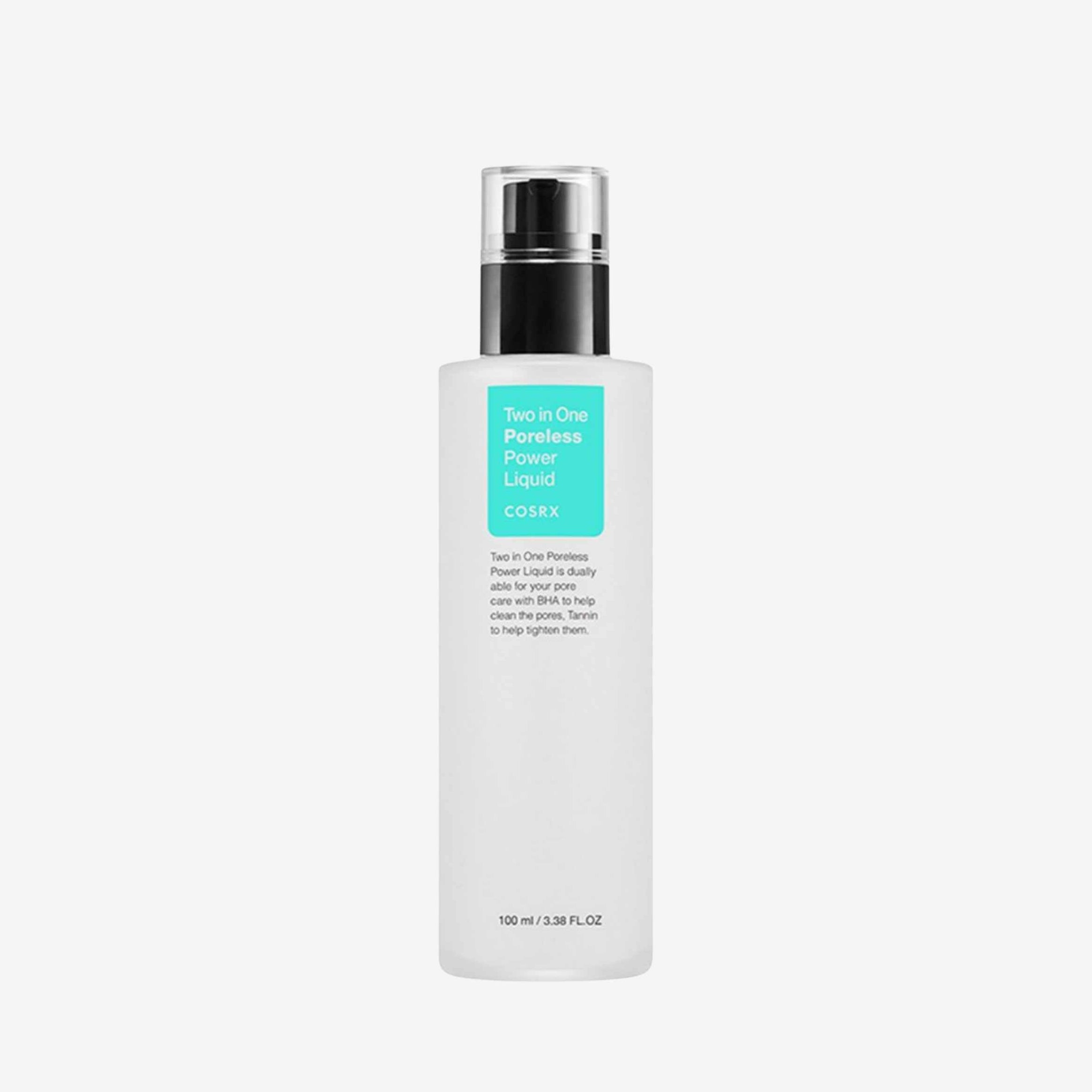 COSRX Two In One Poreless Power Liquid 100 ml ansiktstoner i flaske med lett konsistens som gir en frisk følelse og bidrar til en jevn hud