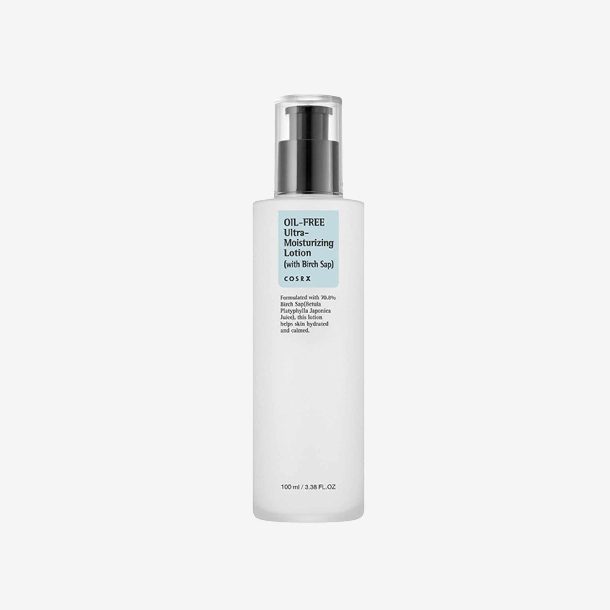 COSRX Oil-Free Moisturizing Lotion 100 ml ansiktskrem i flaske med lett konsistens som gir fukt og bidrar til en myk og balansert hud