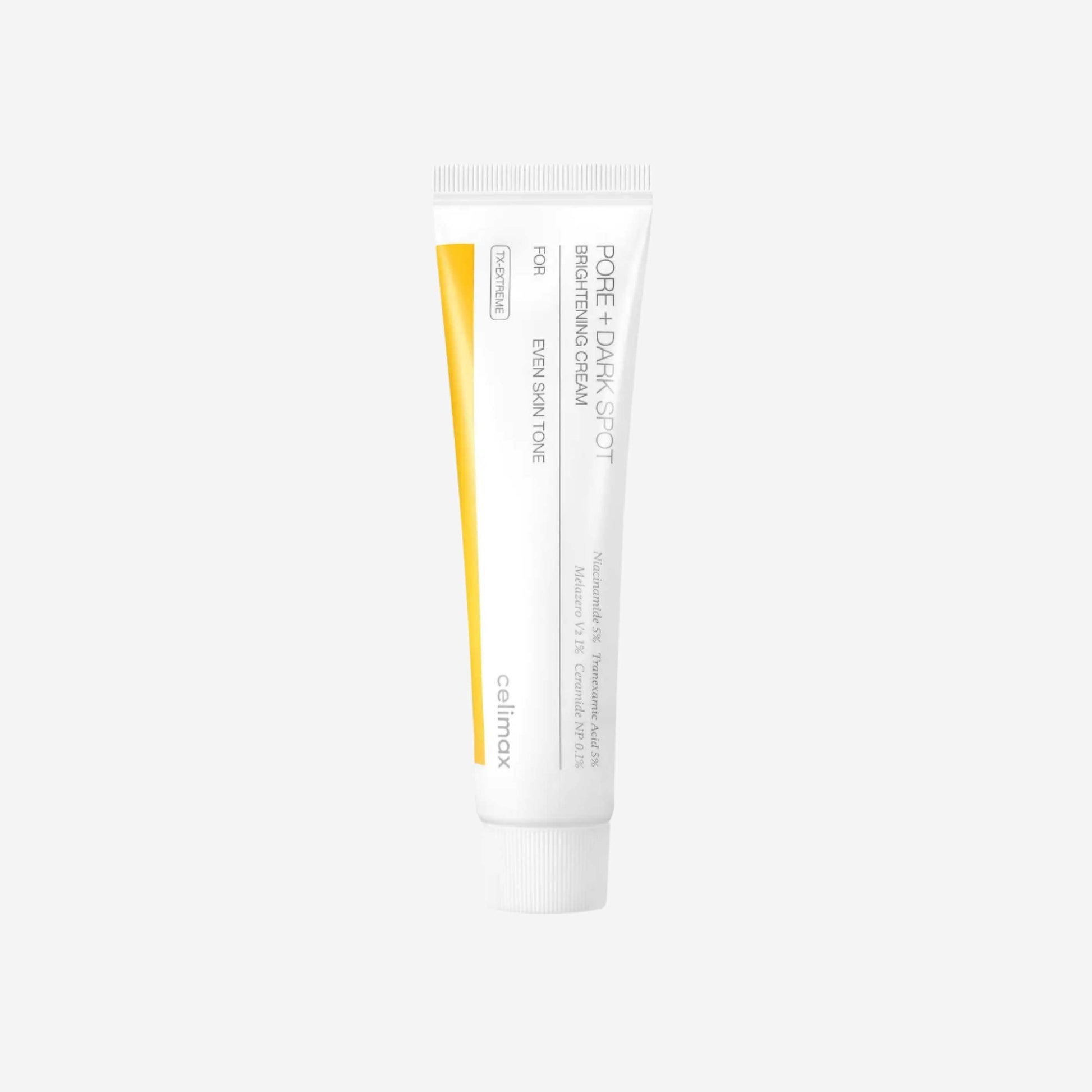 Celimax Pore + Dark Spot Brightening Cream 35 ml ansiktskrem med niacinamid og traneksamsyre som bidrar til en jevnere hudtone og en klarere hudoverflate