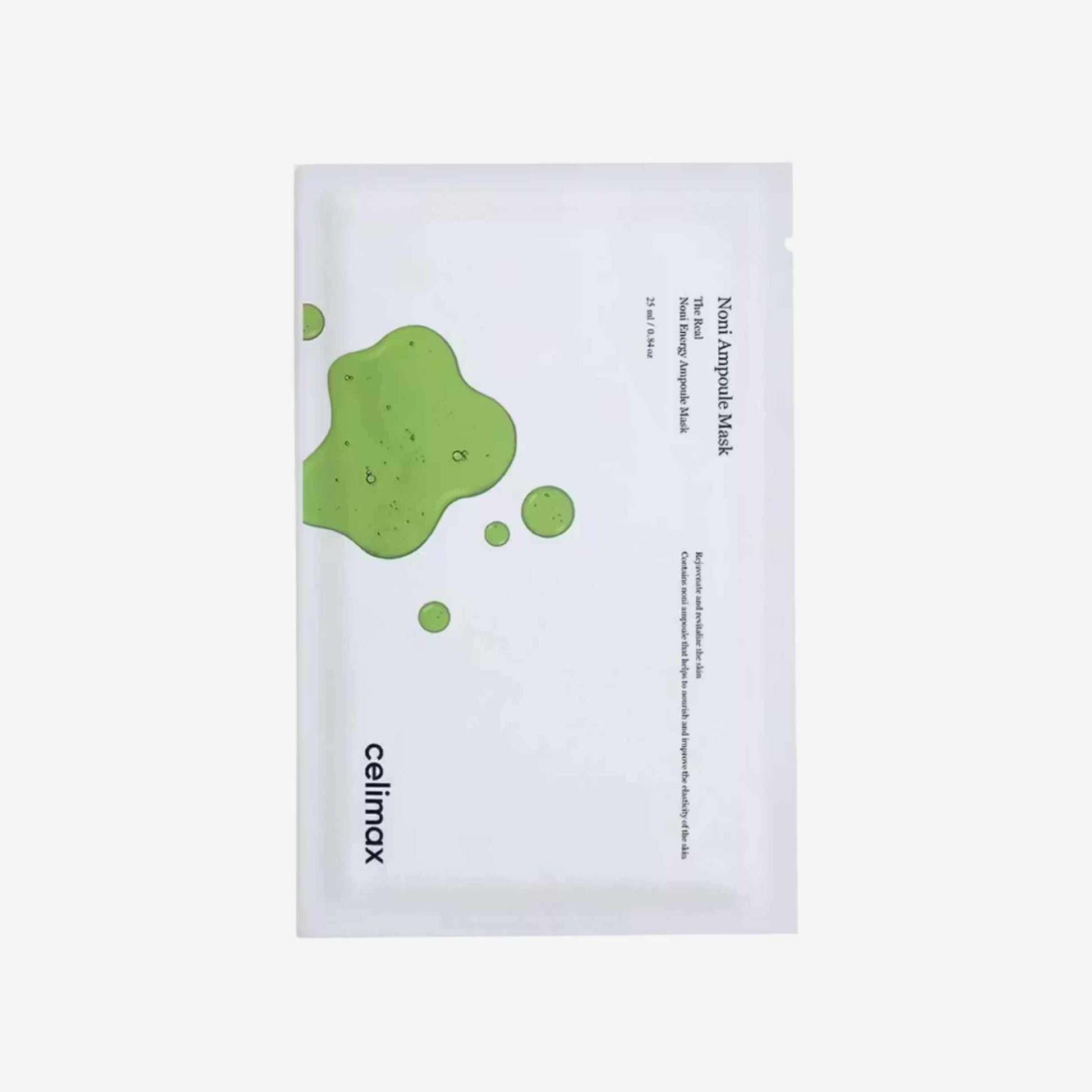 Celimax Noni Energy Ampoule Mask 1 stk sheet mask med noniekstrakt som gir fukt og bidrar til en myk, frisk og velpleid hud