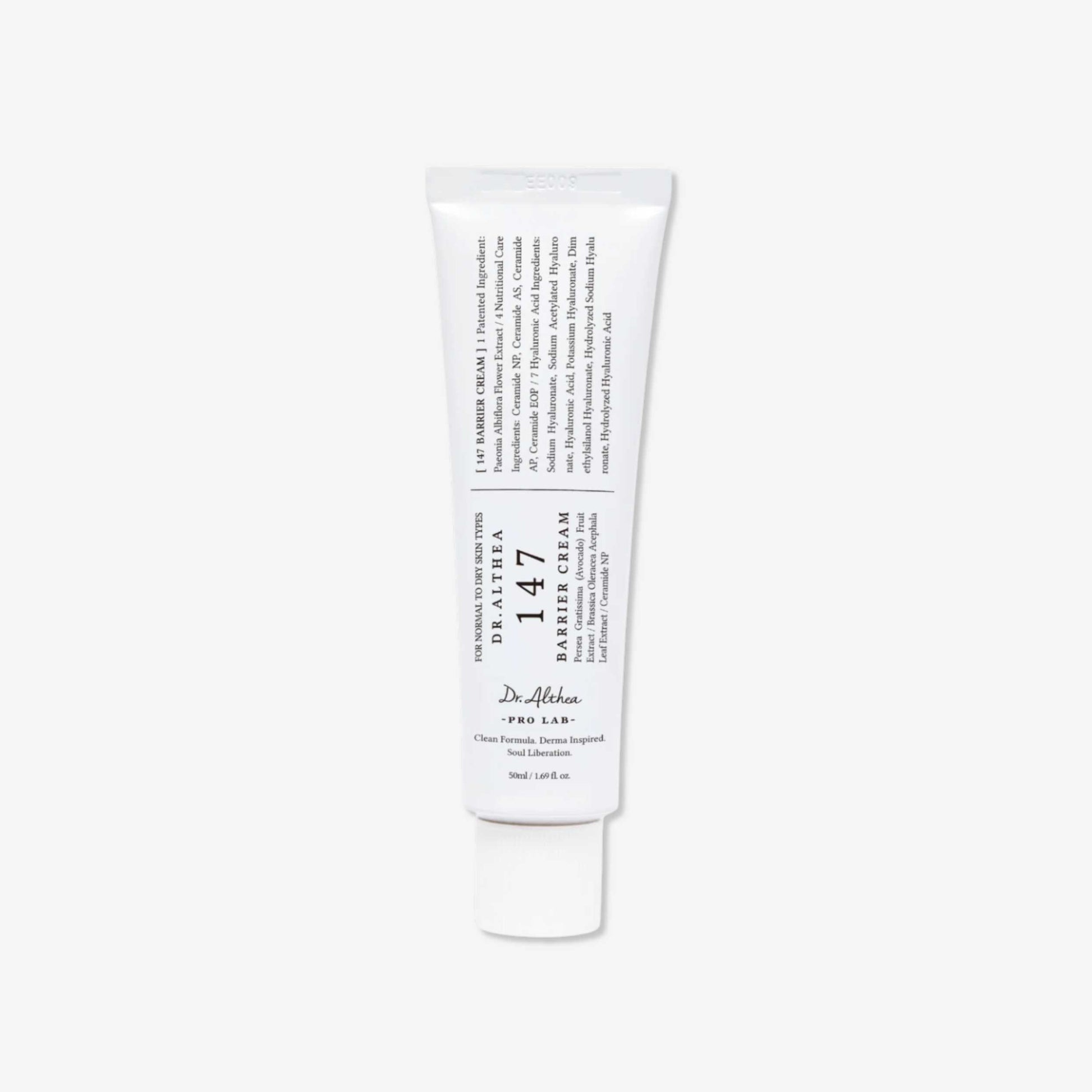Dr. Althea 147 Barrier Cream 50 ml fuktighetskrem med ceramider, hyaluronsyre og beroligende ingredienser som bidrar til å styrke hudbarrieren, redusere tørrhet og gi langvarig fuktighet