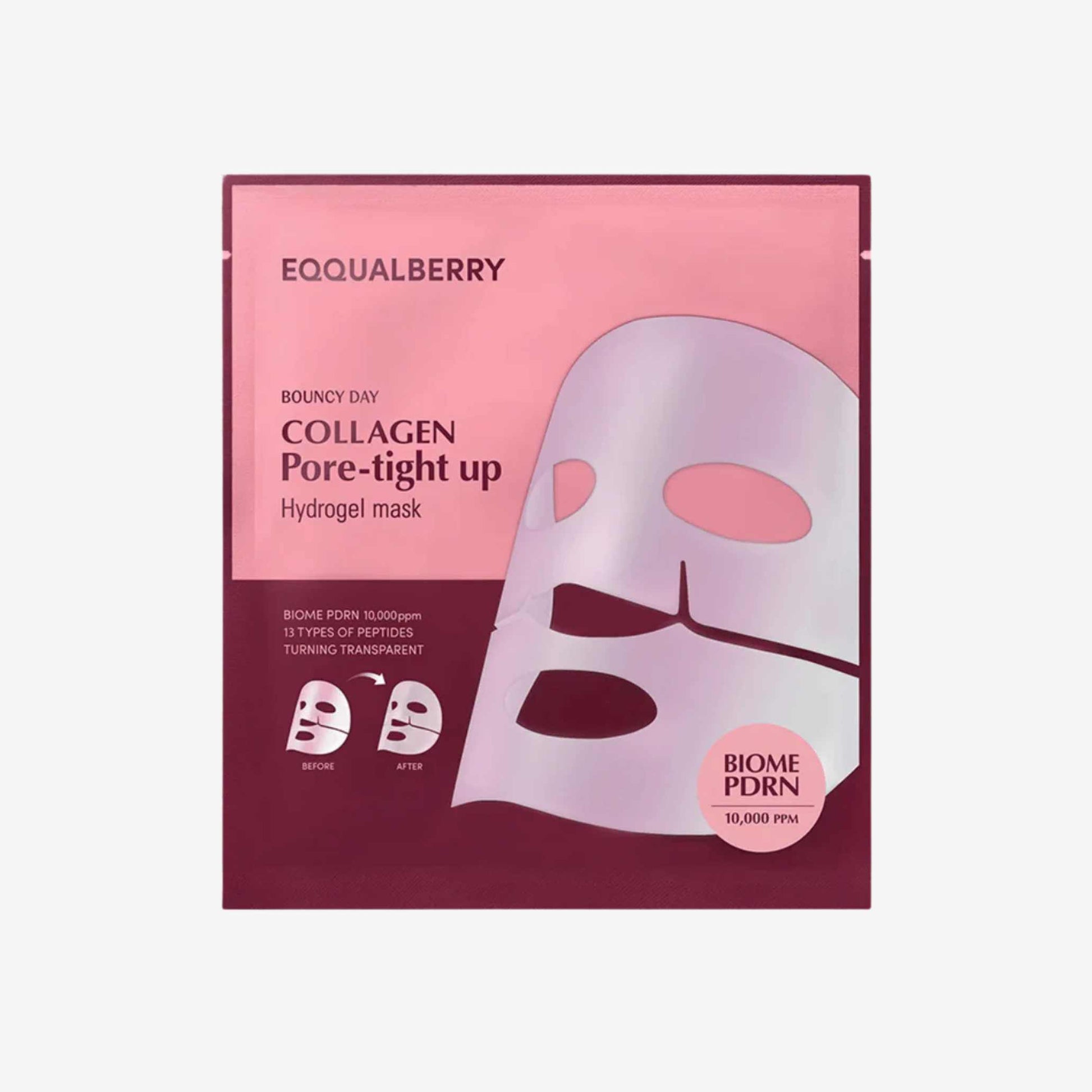 EQQUALBERRY Collagen Pore Tight Up Hydrogel Mask 1 stk hydrogelmaske med kollagen som gir fukt og bidrar til en jevnere hudtekstur og en frisk hudfølelse
