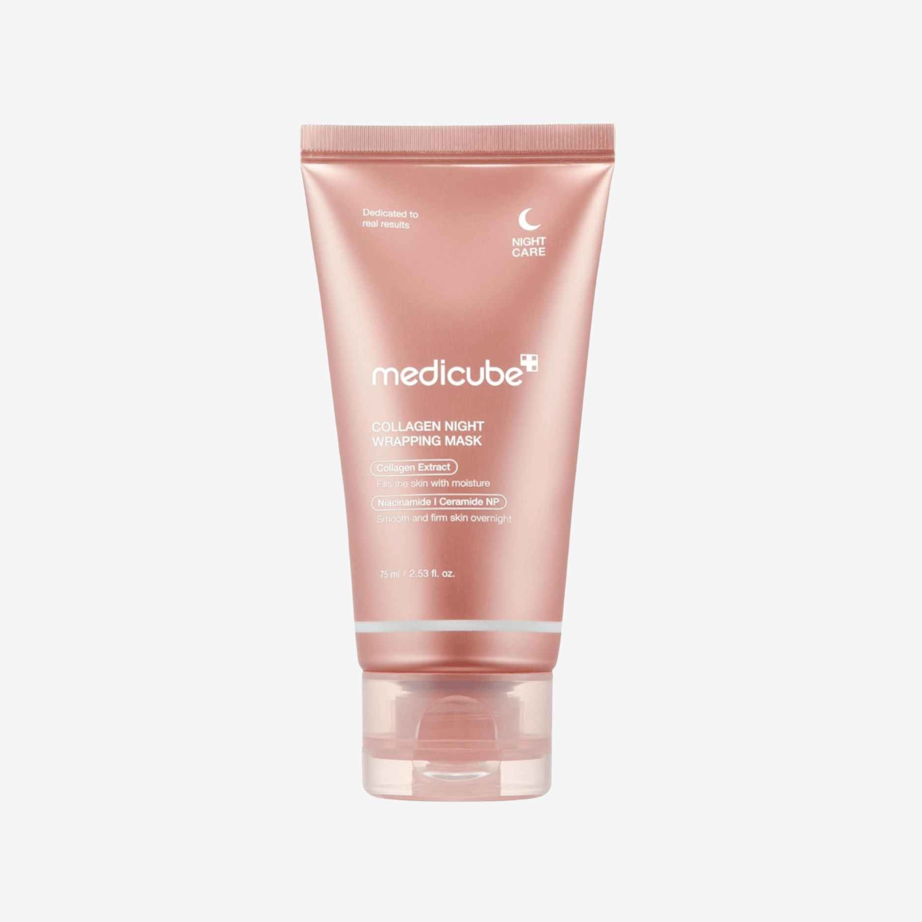 Medicube Collagen Night Wrapping Mask 75 ml nattmaske med kollagen, ceramider og hyaluronsyre som gir intensiv fuktighet og bidrar til en fastere hudfølelse over natten
