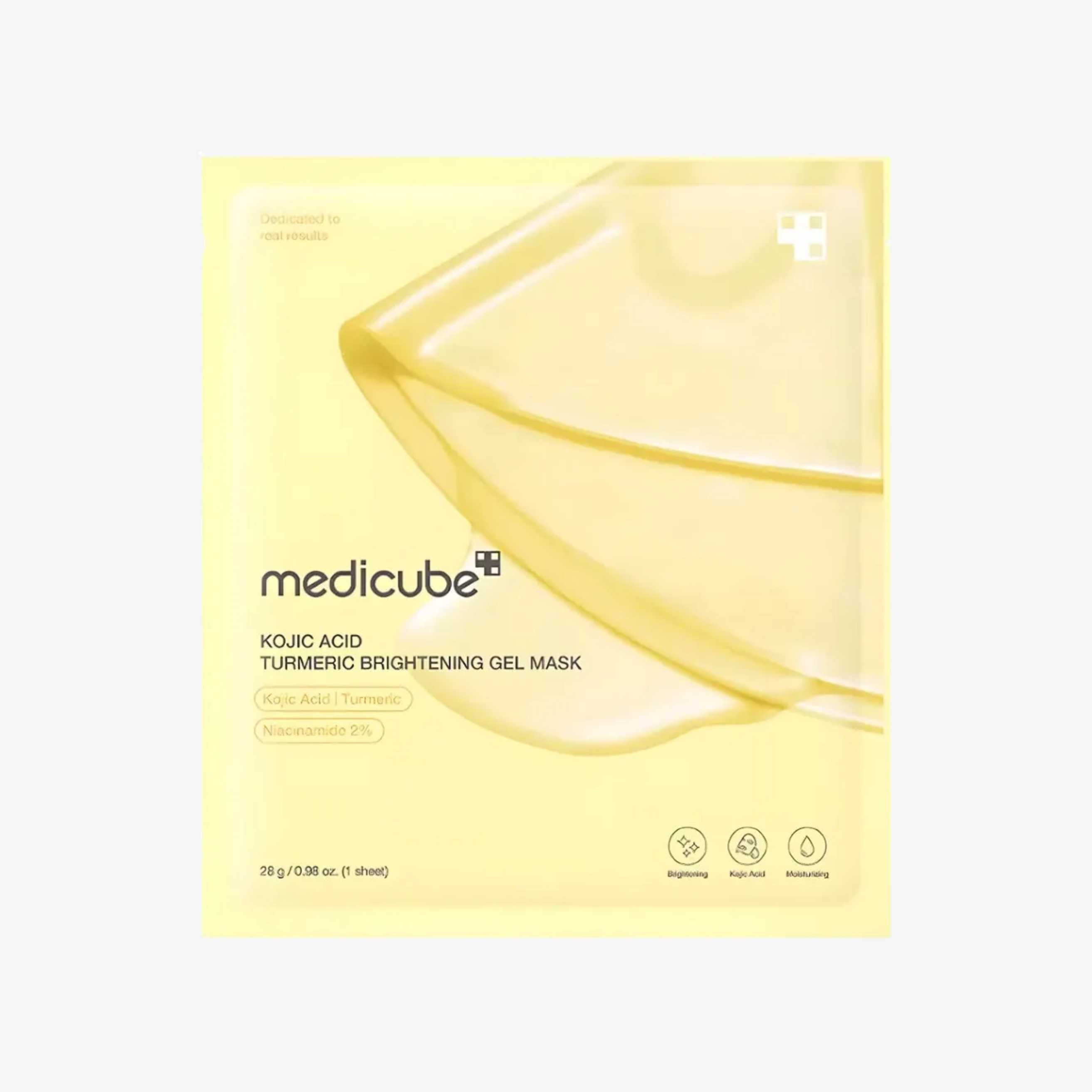 Medicube Kojic Acid Turmeric Brightening Gel Mask 1 stk hydrogelmaske med kojicsyre og gurkemeie som bidrar til en jevnere hudtone, økt glød og intensiv fuktighet
