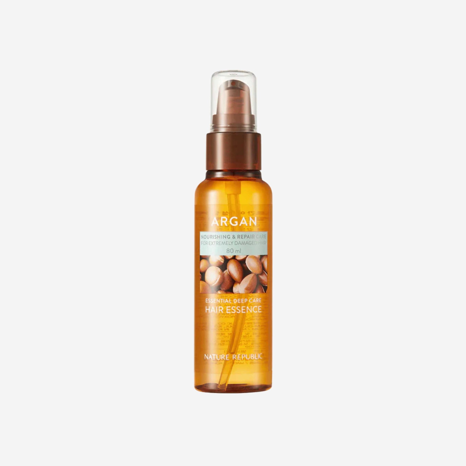 Nature Republic Argan Essential Moisture Hair Oil 80 ml hårolje med arganolje som gir fukt, glans og pleie til tørt og skadet hår