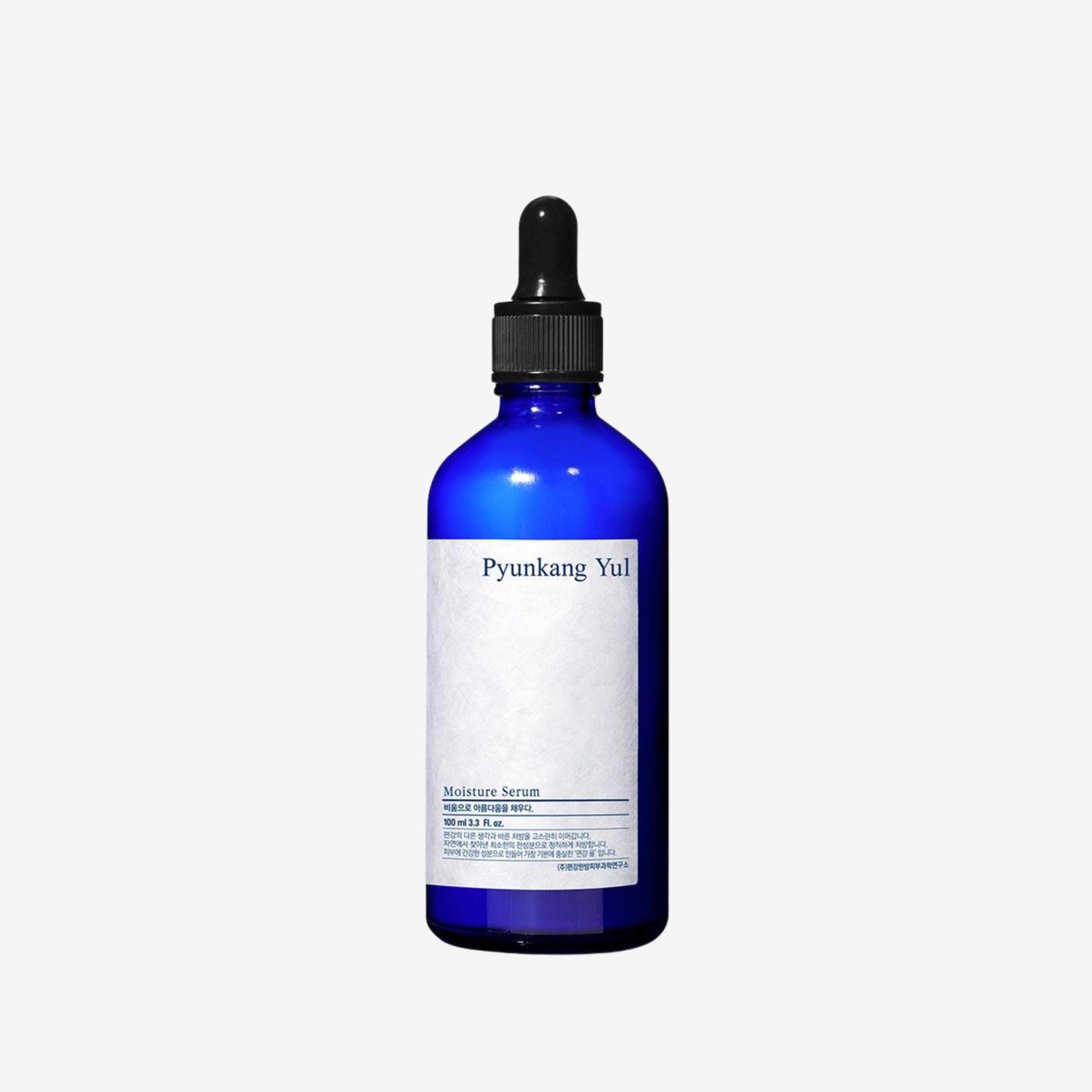 Pyunkang Yul Moisture Serum 100 ml ansiktsserum i blå glassflaske med pipette, lett fuktgivende serum for daglig hudpleie