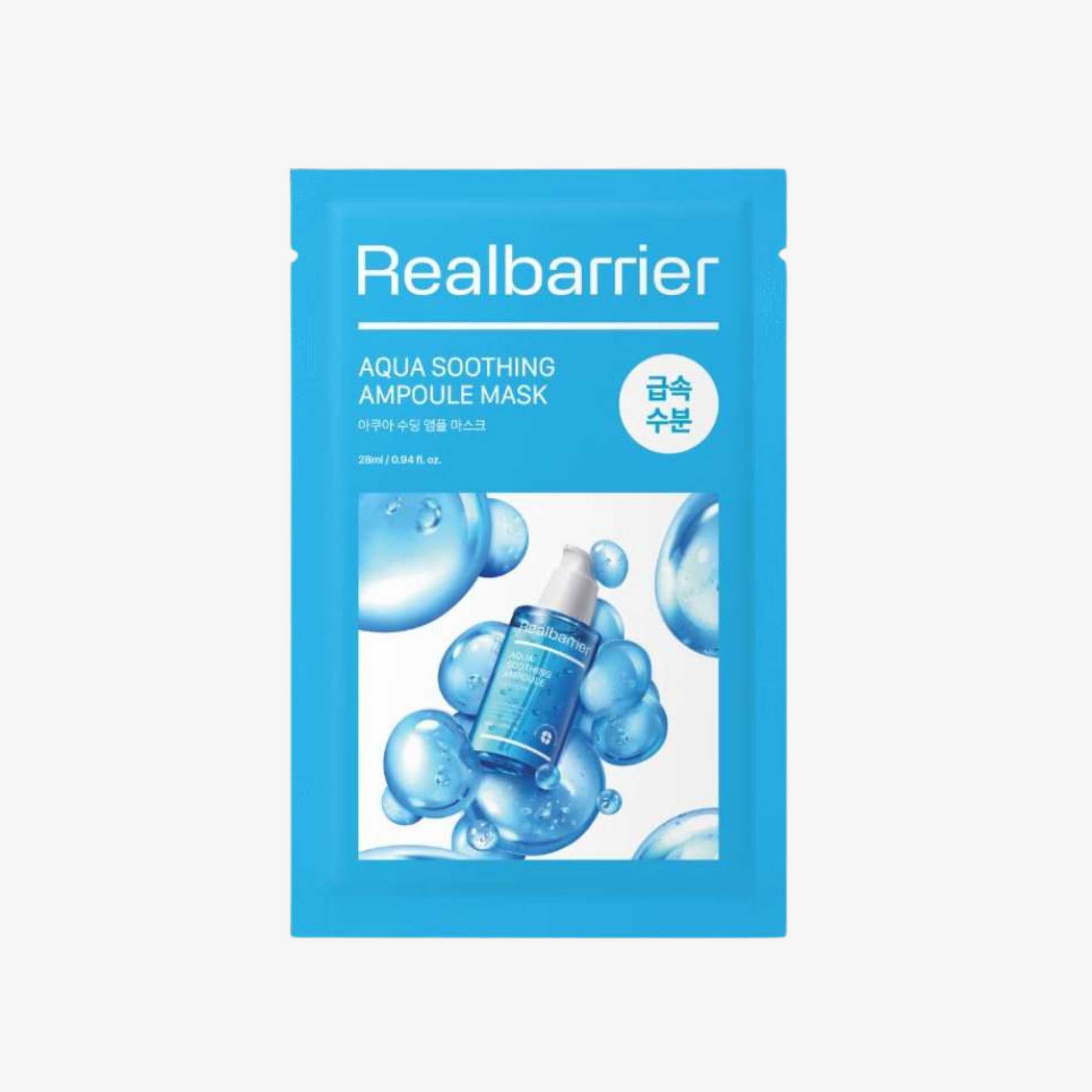 REAL BARRIER Aqua Soothing Ampoule Mask 1 stk ansiktsmaske i ark som gir fukt og bidrar til en myk og behagelig hud