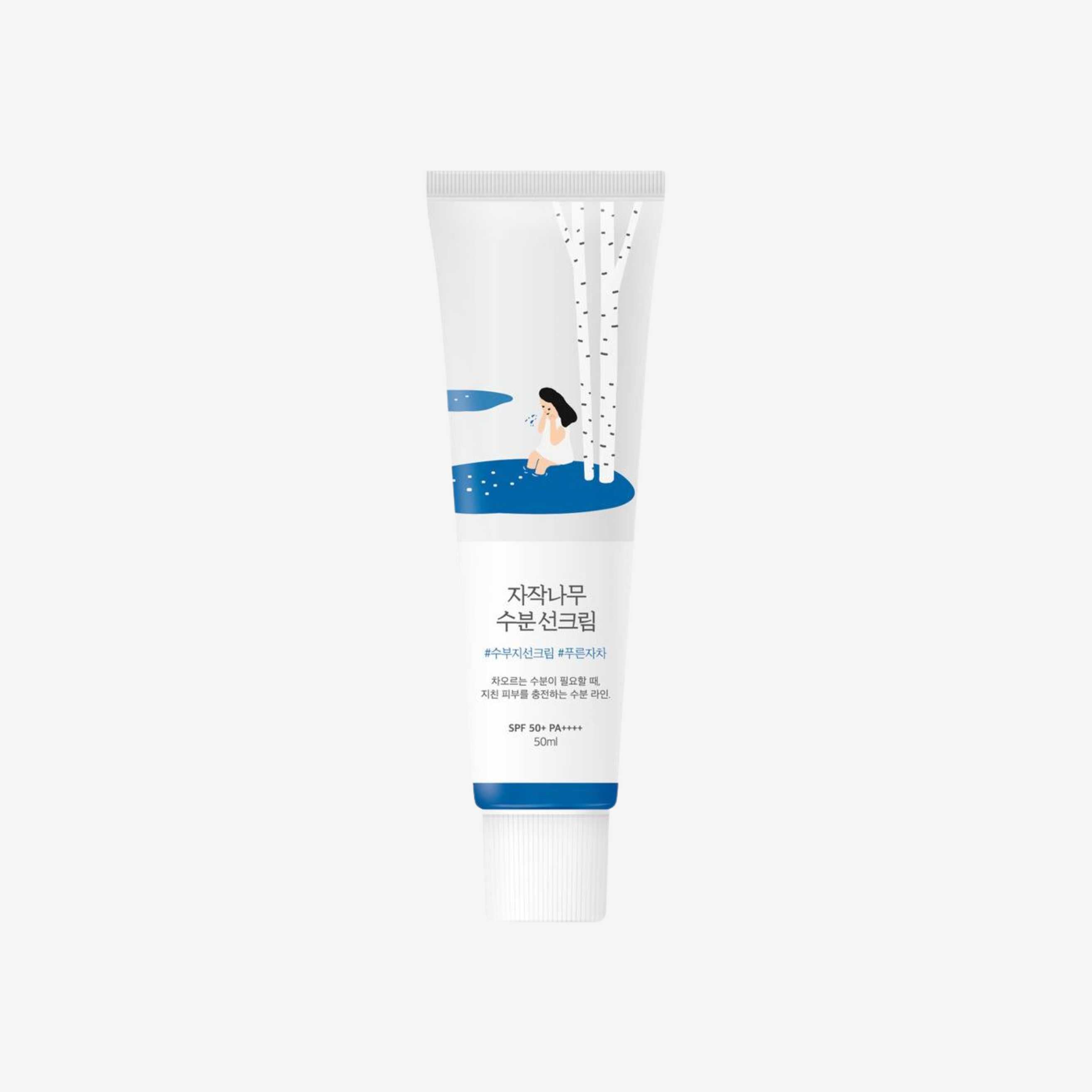 Round Lab Birch Juice Moisturizing Sun Cream SPF50 PA++++ 50 ml solkrem i tube med høy solbeskyttelse og fuktgivende pleie for daglig bruk