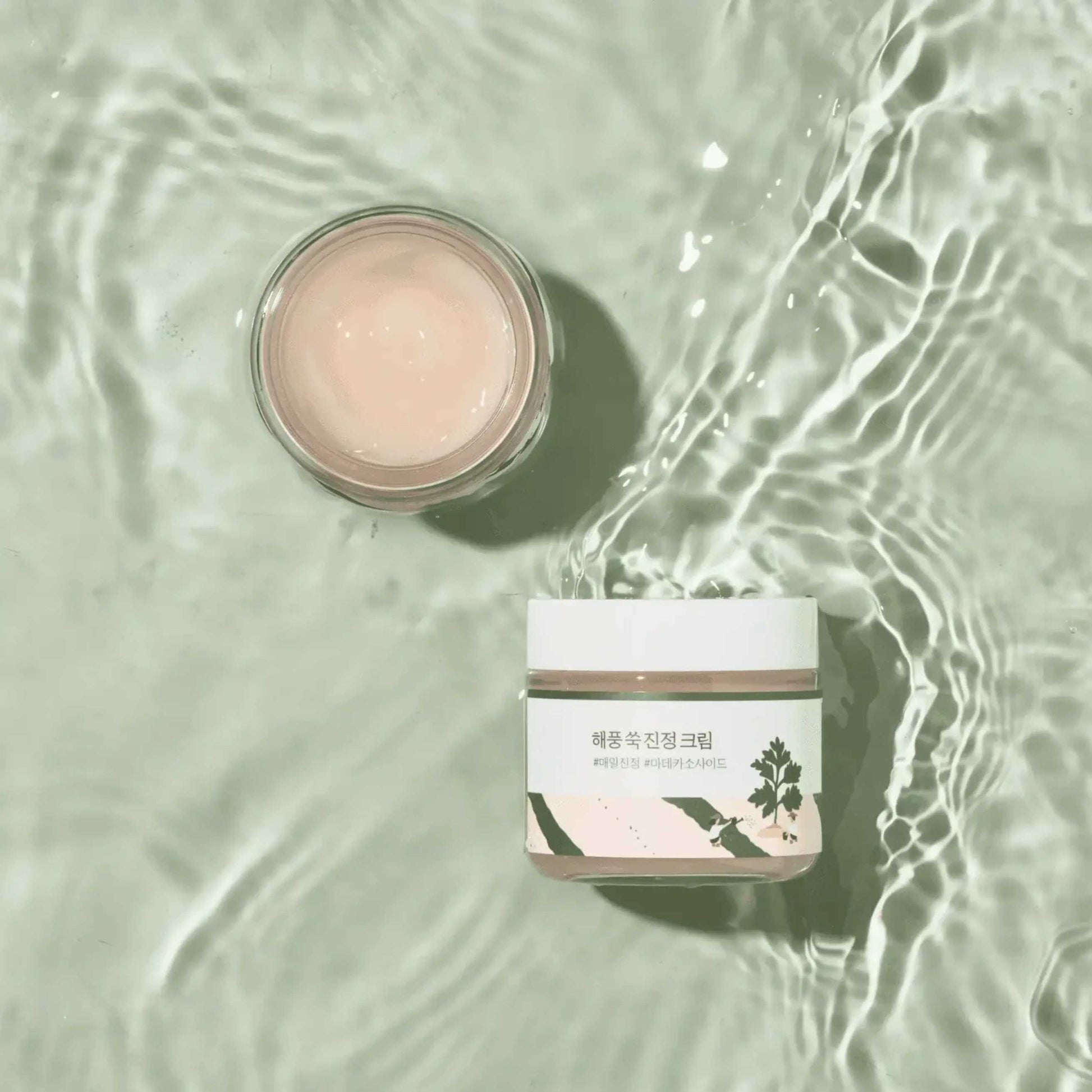 Round Lab Mugwort krem plassert i vann