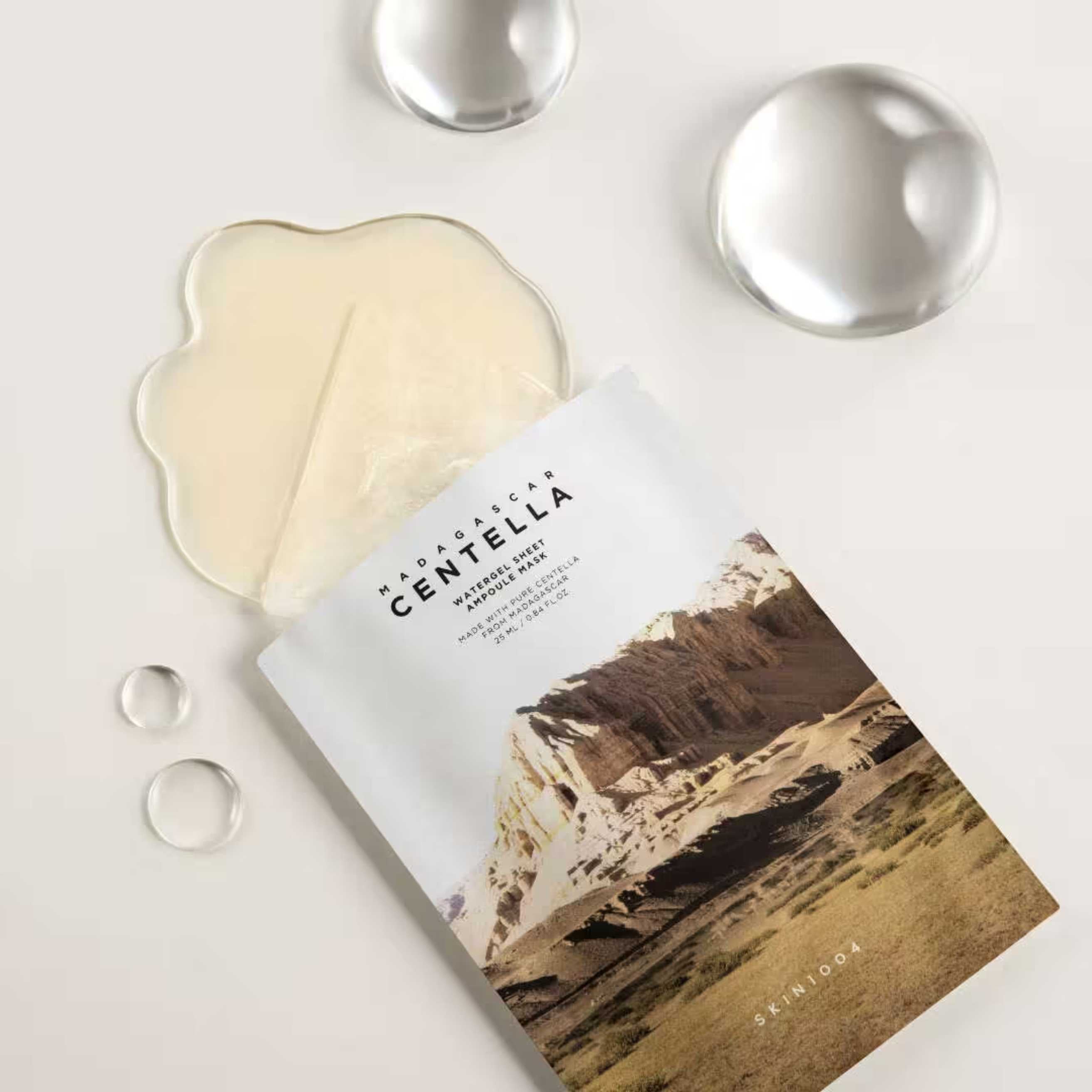 SKIN1004 Watergel Sheet Ampoule Mask med beroligende centella og fuktighetsgivende ampulle